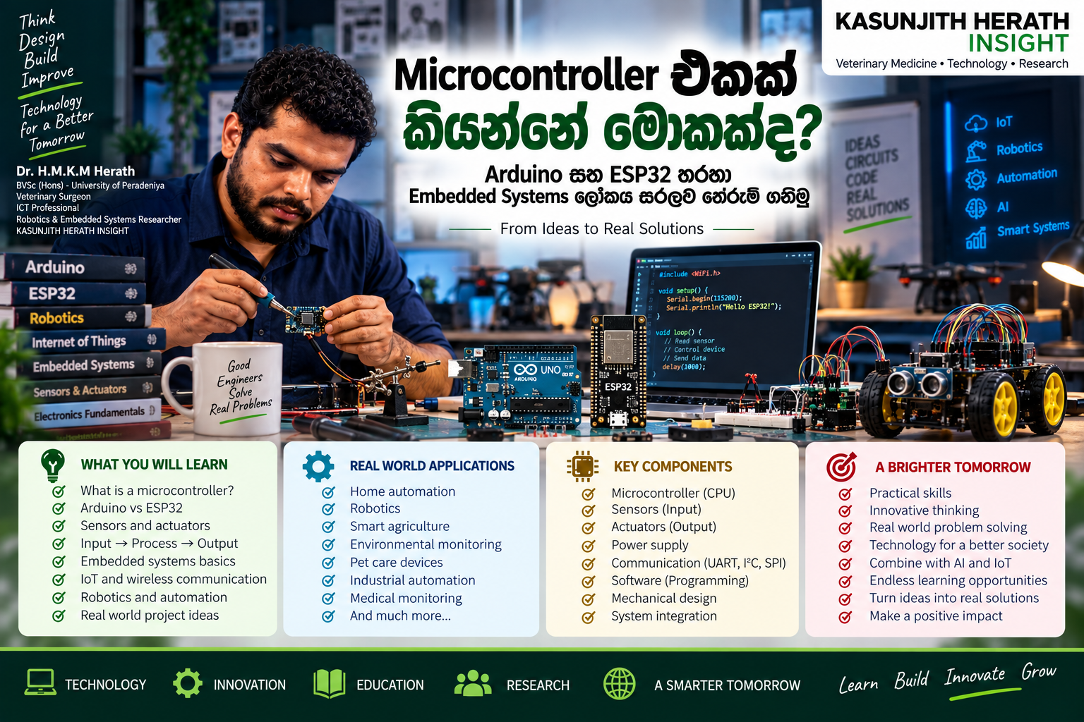 Microcontroller එකක් කියන්නේ මොකක්ද? – Arduino සහ ESP32 හරහා Embedded Systems ලෝකය සරලව තේරුම් ගනිමු